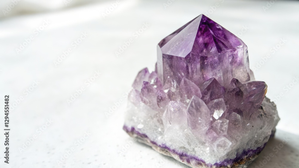Fototapeta premium Amethyst Cluster on White Background