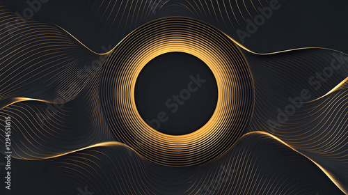 Wallpaper Mural Black background with golden lines, circular shape in the middle of a black and gold gradient
 Torontodigital.ca