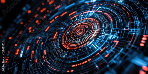 Wallpaper Mural Glowing cybernetic circuitry forming an infinite spiral, AI deep-learning visualization, futuristic abstract sci-fi aesthetic Torontodigital.ca