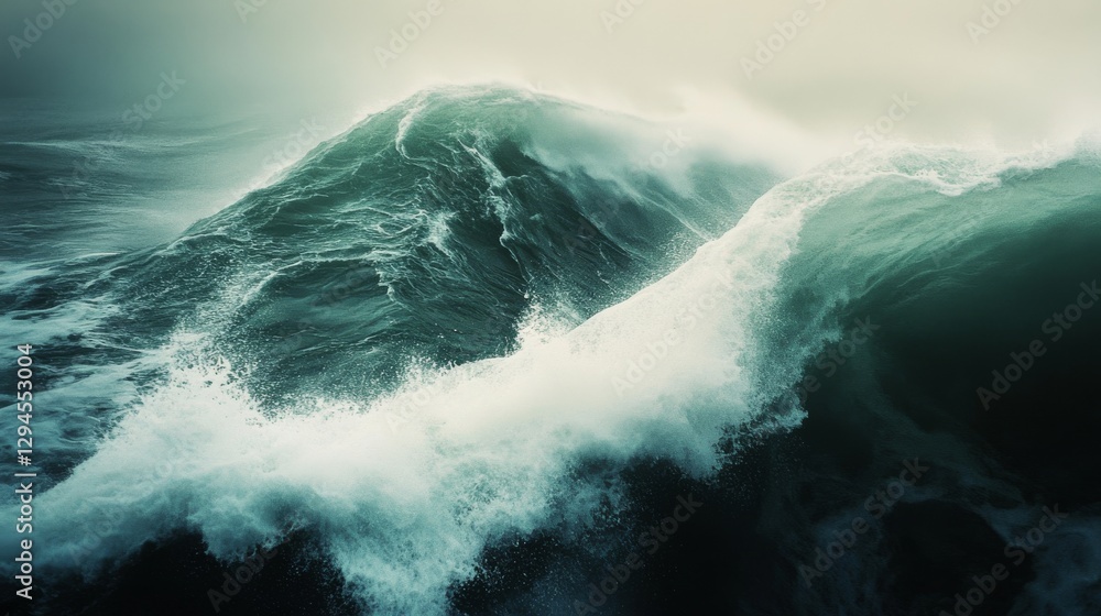Majestic waves surge and crash in a tempestuous sea, illustrating nature's raw power and tumultuous beauty. Majestic waves surge and crash in a tempestuous sea, illustrating nature's raw power and tumultuous beauty.