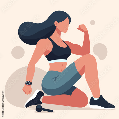 A minimalist flat design showing women exercising at home, combining yoga, bodyweight, and core exercises for a balanced and healthy lifestyle.