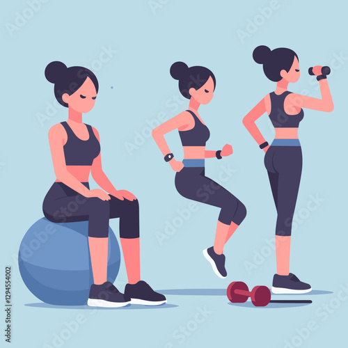 A clean and stylish design showcasing women performing bodyweight exercises for abs at home, emphasizing fitness and convenience. Perfect for guides and apps.