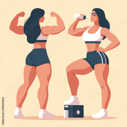 A clean and stylish design showcasing women performing bodyweight exercises for abs at home, emphasizing fitness and convenience. Perfect for guides and apps.