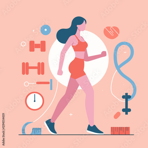 A strong and empowering illustration of fitness women lifting weights, emphasizing strength and determination. Perfect for promoting health, body positivity, and fitness programs.