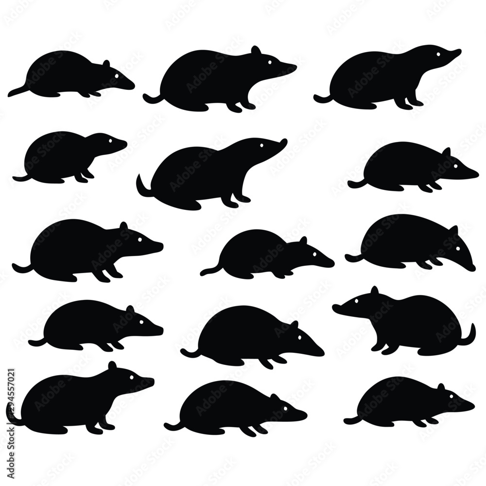 Fototapeta premium set of moles collection of silhouettes of black vector
