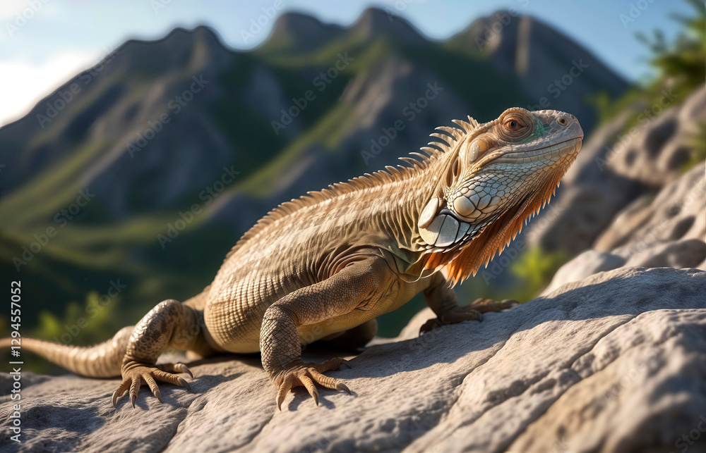 Fototapeta premium iguana, reptil , ia, realismo, animal, lagartija
