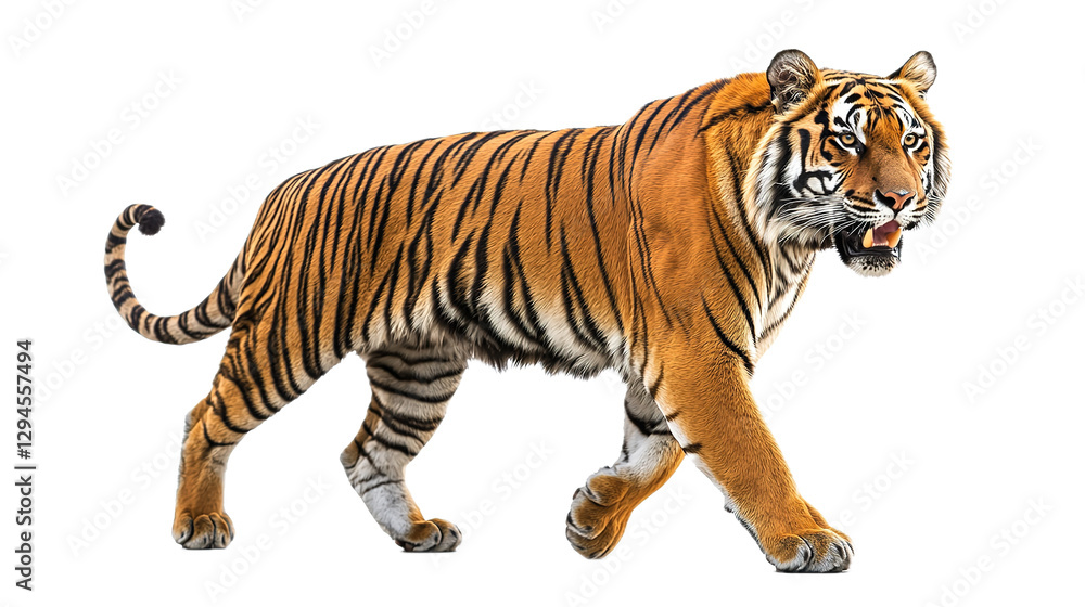 Obraz premium Majestic tiger walking in the wild nature photography close-up view vibrant colors wildlife conservation concept