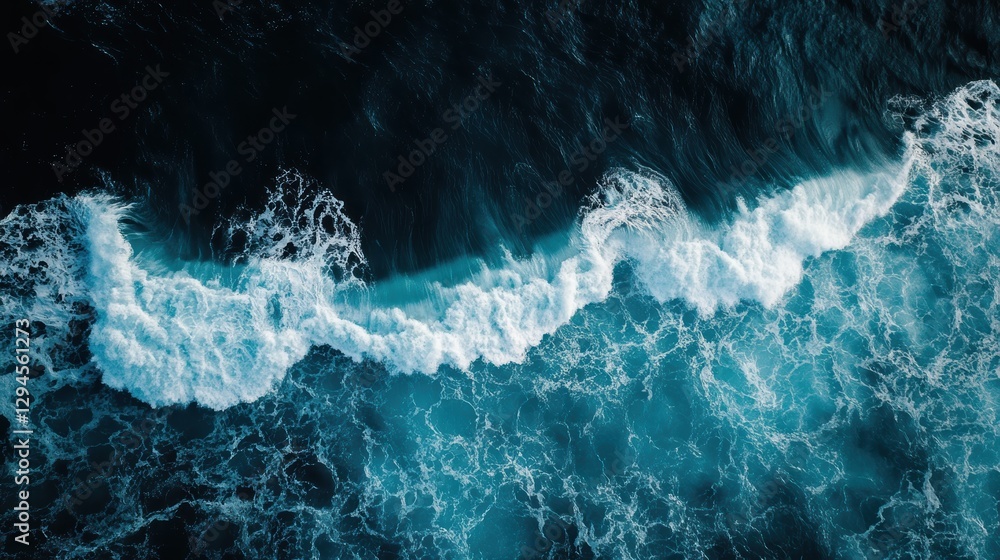 Fototapeta premium Ocean waves from above. Deep blue water.
