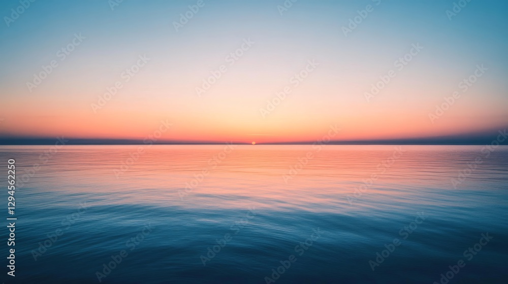 Fototapeta premium Brilliant sunset dissolves into the sea, merging vibrant hues of orange and pink in a seamless horizon of peace and vastness.