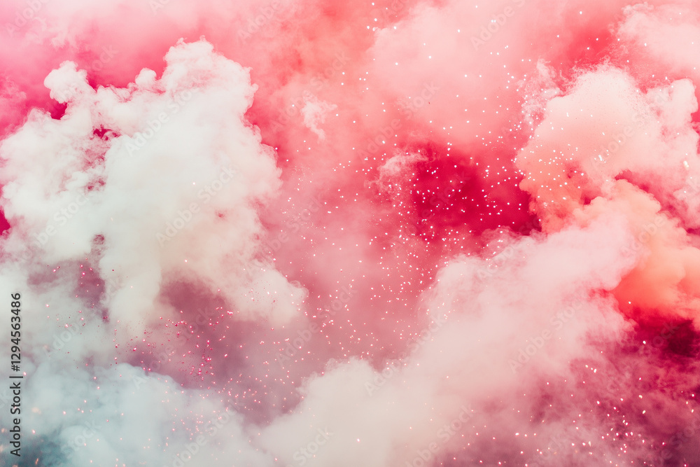Fototapeta premium A mesmerizing cloud of pink and white powder erupts in a dynamic explosion, capturing a moment of vibrant color and abstract beauty
