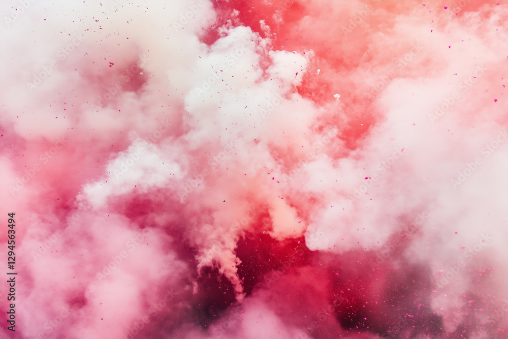 Fototapeta premium A mesmerizing cloud of pink and white powder erupts in a dynamic explosion, capturing a moment of vibrant color and abstract beauty
