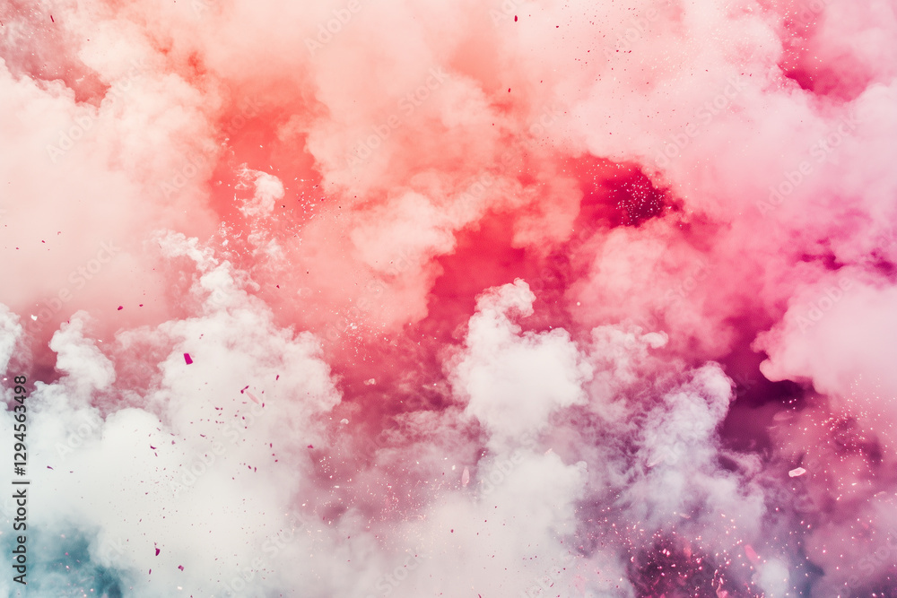 Obraz premium A mesmerizing cloud of pink and white powder erupts in a dynamic explosion, capturing a moment of vibrant color and abstract beauty