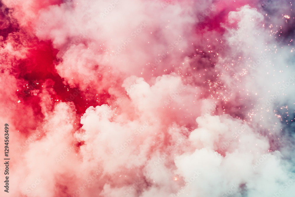 Obraz premium A mesmerizing cloud of pink and white powder erupts in a dynamic explosion, capturing a moment of vibrant color and abstract beauty