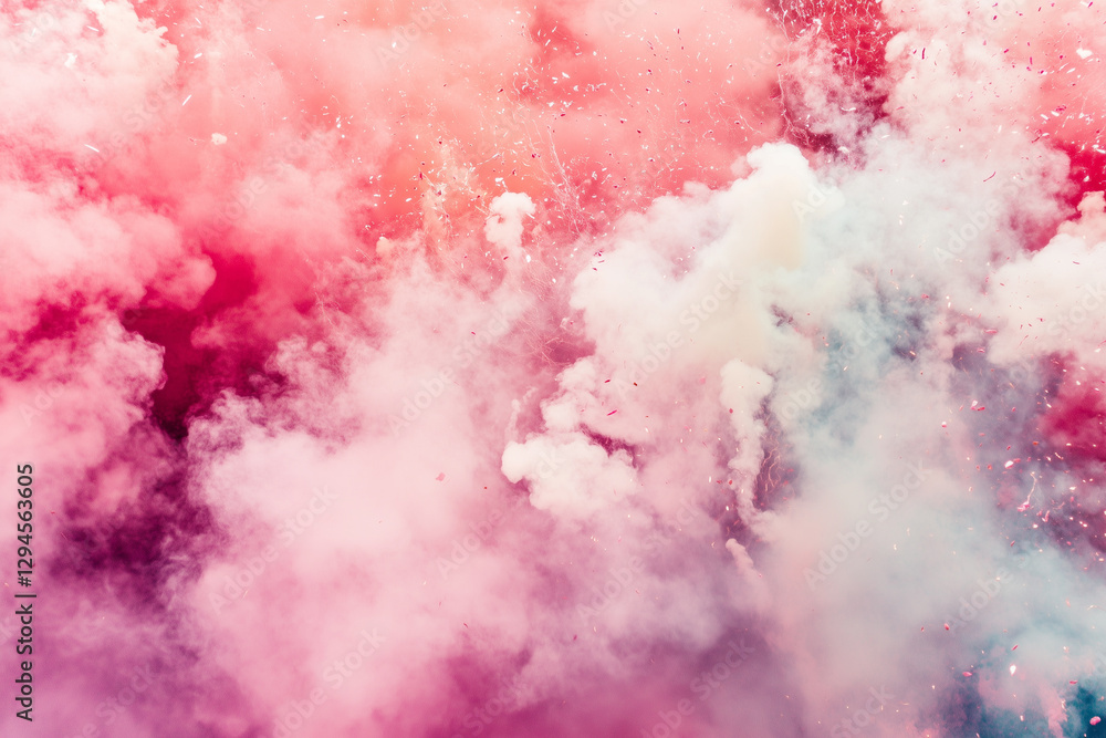 Fototapeta premium A mesmerizing cloud of pink and white powder erupts in a dynamic explosion, capturing a moment of vibrant color and abstract beauty