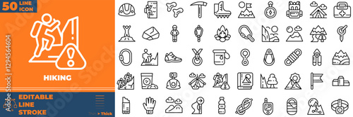 Climbing Line Editable Icons set