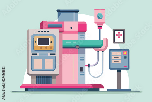 A customizable semi-flat mammography machine designed for advanced breast screening in healthcare settings, Mammography Customizable Semi Flat Illustration