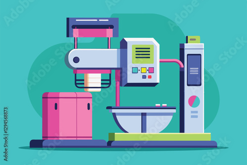 A detailed illustration of a mammography machine designed for patient care in a medical environment, Mammography Customizable Semi Flat Illustration