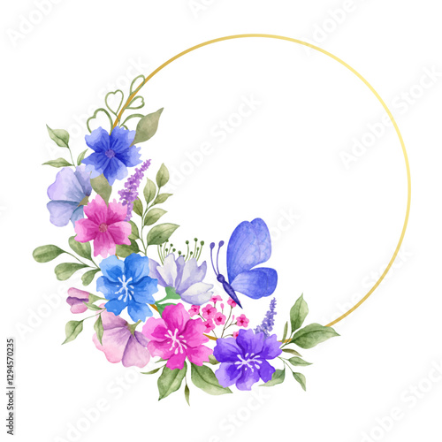 Beautiful lovely watercolor floral frame