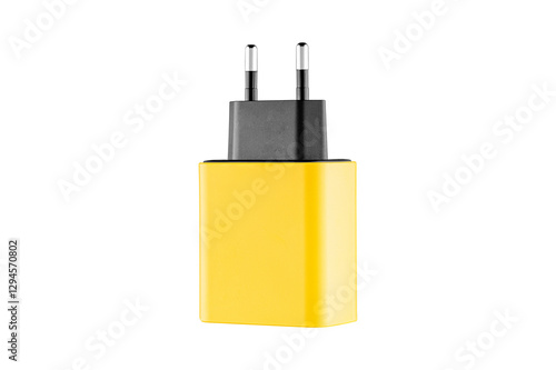 Obraz na płótnie adapter for charger with USB and Type C connector, yellow, on isolated or white background close-up w salonie