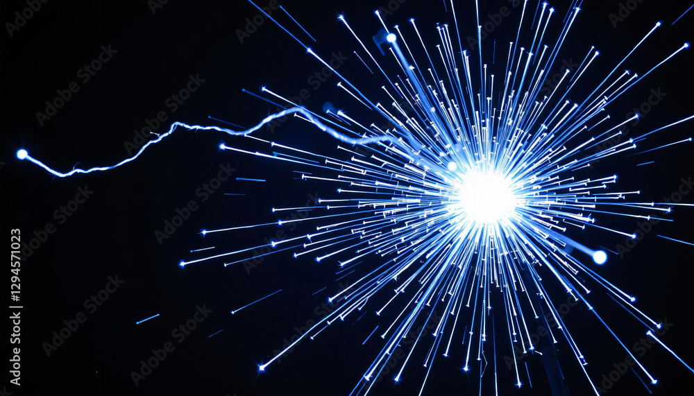 Fototapeta premium Blue Electric Sparks in Total Darkness