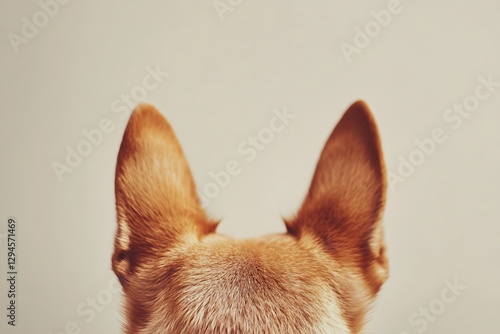 The back of a dog's head with pointy ears