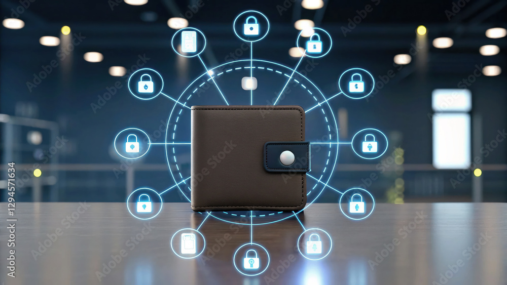 digital wallet concept showcasing security features and connectivity digital wallet concept showcasing security features and connectivity