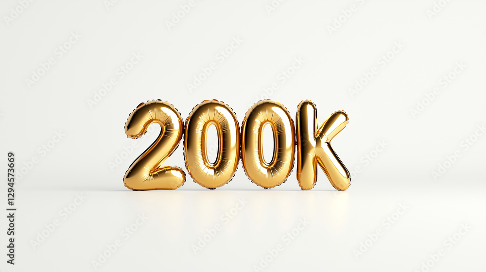 The image features shiny golden balloons shaped as the number 200K against a clean, white background, symbolizing a milestone celebration or achievement. The image features shiny golden balloons shaped as the number 200K against a clean, white background, symbolizing a milestone celebration or achievement.