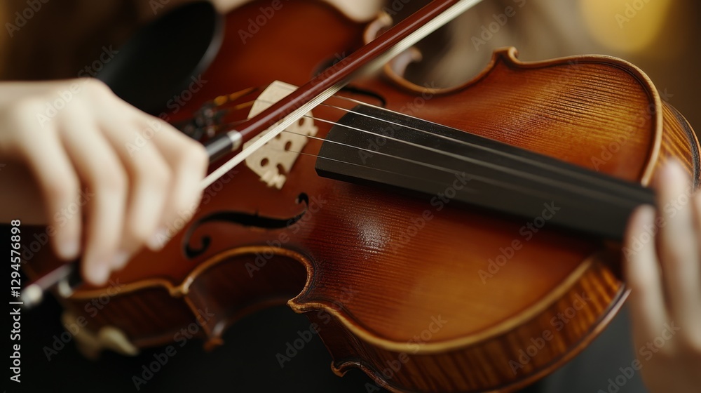 A musician skillfully plays a violin, capturing the focus and emotion through the delicate hands and polished wood, surrounded by a warm glow. A musician skillfully plays a violin, capturing the focus and emotion through the delicate hands and polished wood, surrounded by a warm glow.