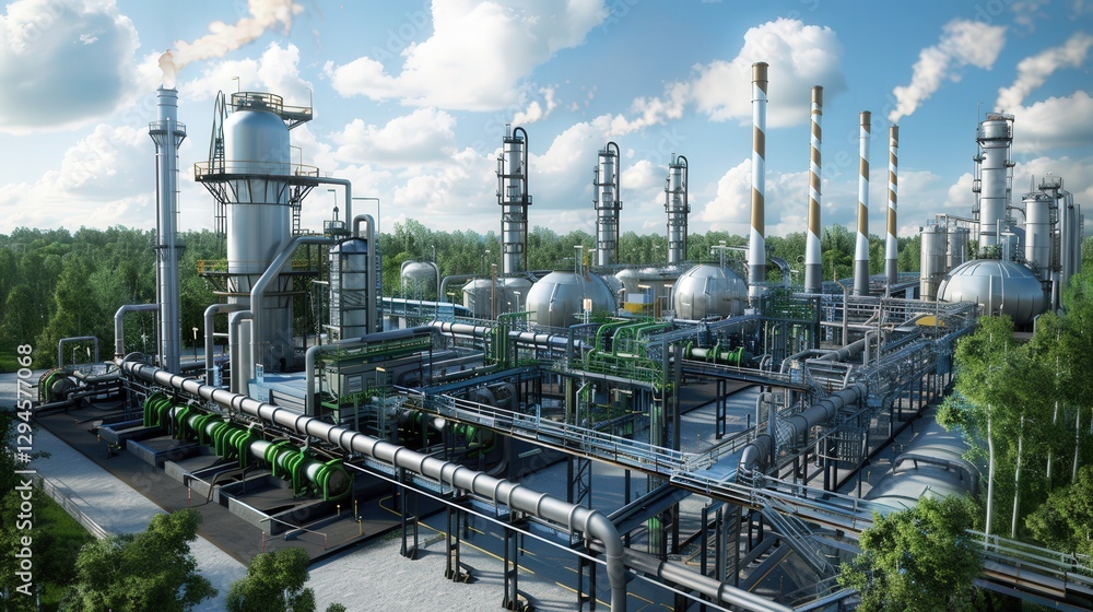 Obraz premium Petroleum Refinery Is An Industrial Process Plant