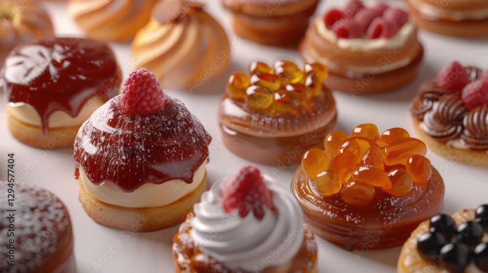 Collection of delicious pastries and cakes Collection of delicious pastries and cakes