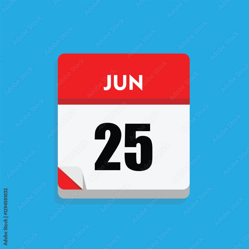 Fototapeta premium calender icon, 25 june icon with blue background