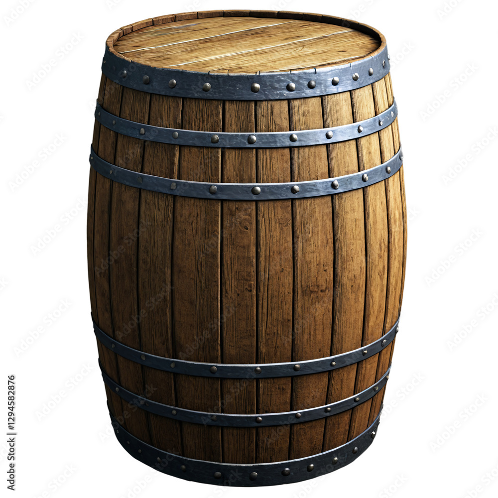 Obraz premium medieval wooden barrel isolated on transparent background