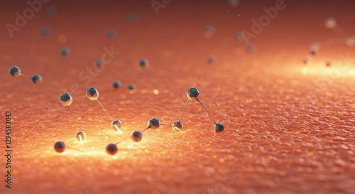 A close-up view of nanotechnology interacting with a cellular surface, showcasing the potential for advanced medical treatments and research. Ideal for themes related to science, technology
