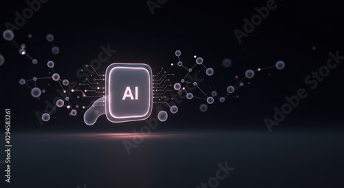 A futuristic AI-driven chip designed for molecular analysis, surrounded by glowing molecular structures. Ideal for themes related to technology, healthcare, and scientific research.