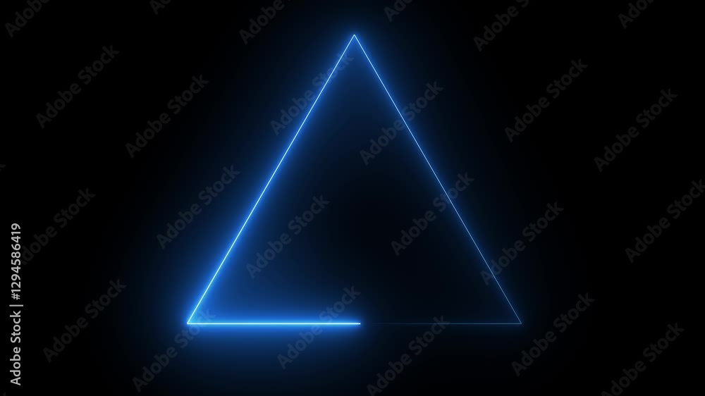 Simple neon triangle animation Triangle animation by cyan neon on black background.