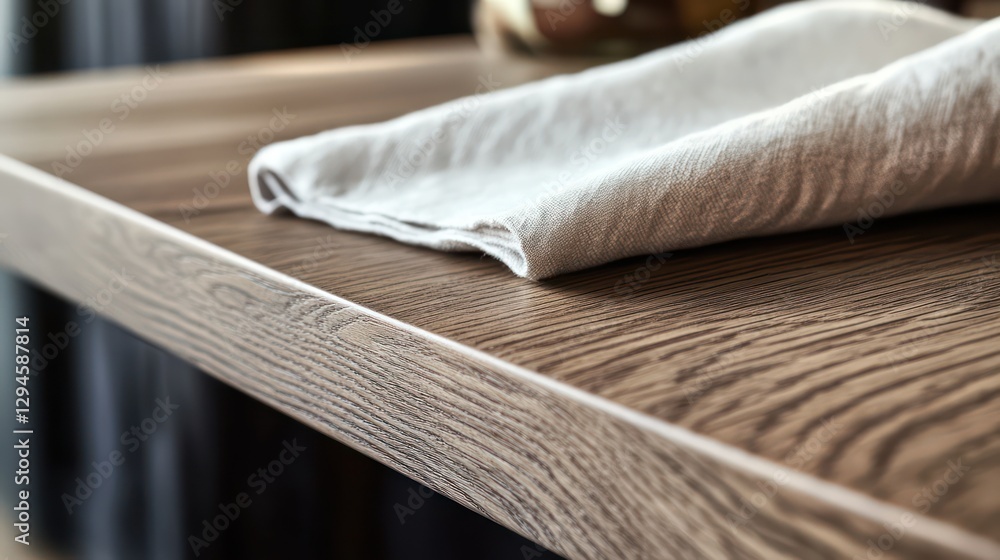 A close-up detail shot of the edge of a minimalist kitchen table, highlighting its fine craftsmanship, smooth wooden grain A close-up detail shot of the edge of a minimalist kitchen table, highlighting its fine craftsmanship, smooth wooden grain