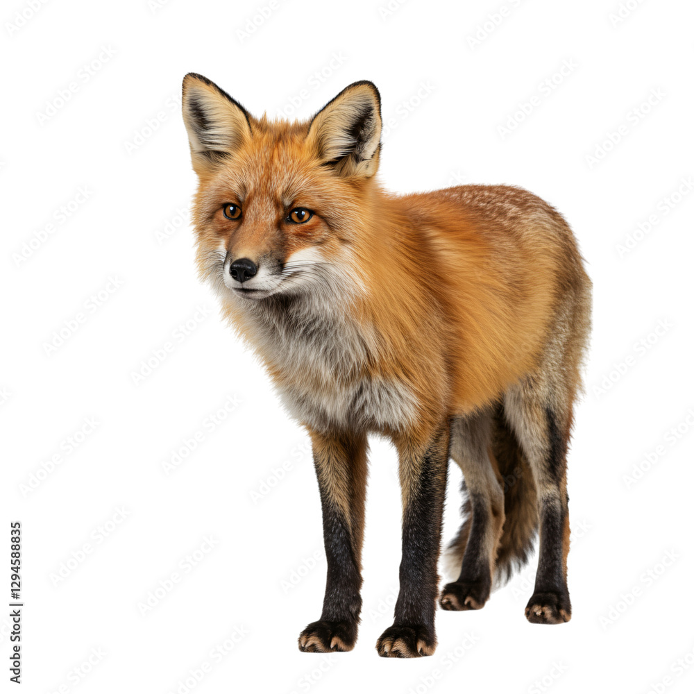 Fototapeta premium Red Fox Portrait Against Transparent Background