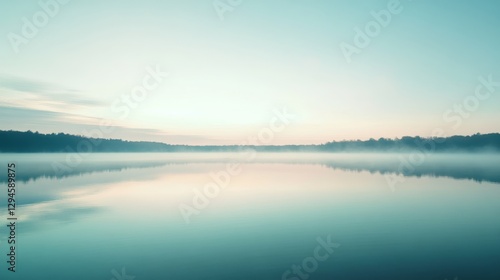 Wallpaper Mural A vast, tranquil lake reflects a pastel sky, merging earth and horizon delicately; the scene exudes peacefulness and infinity. Torontodigital.ca