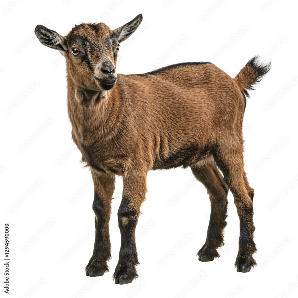 Obraz premium Adorable Young Goat Against Transparent Background