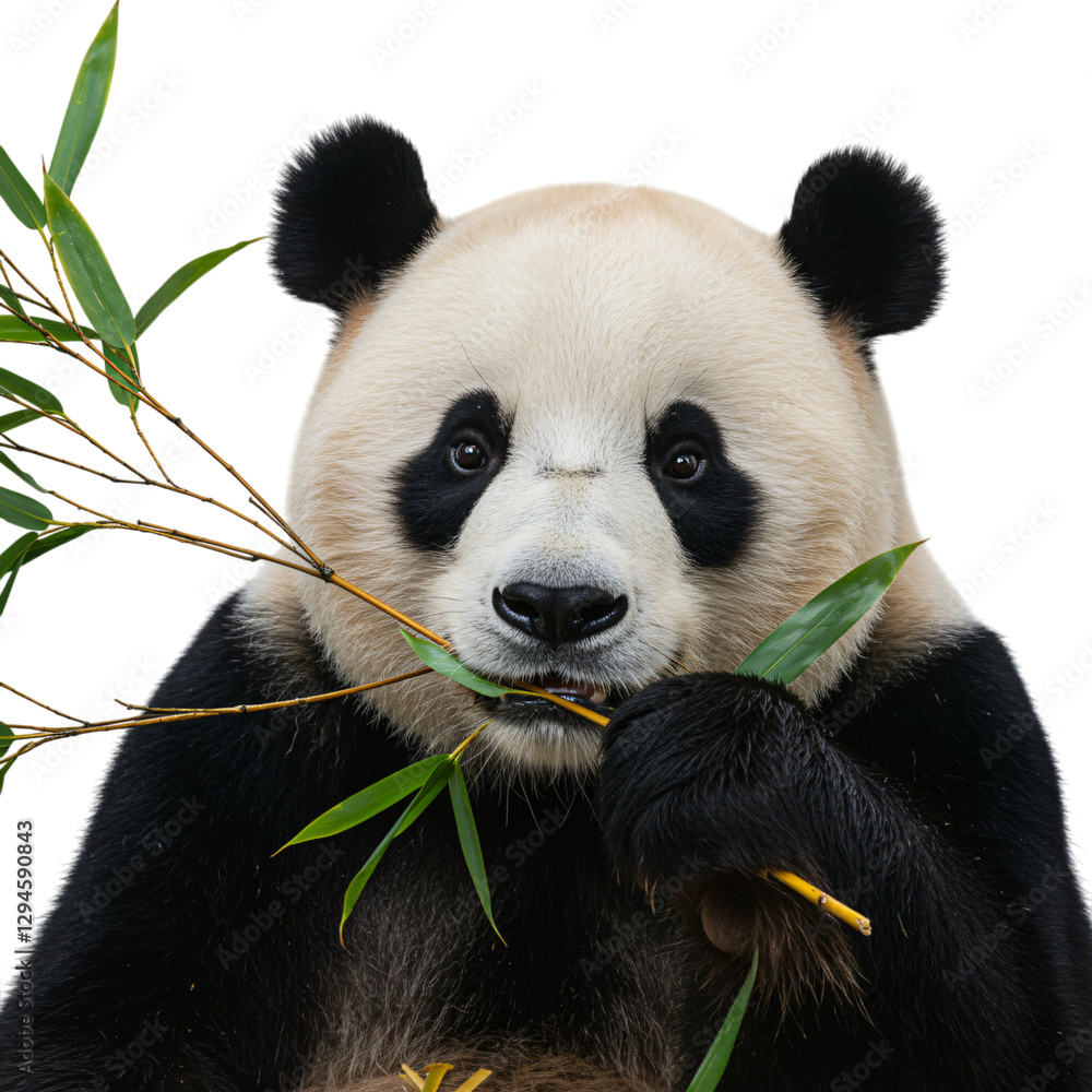 Fototapeta premium Close-up of a Panda Eating Bamboo
