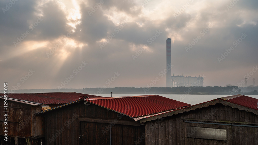 the river Po inside its Veneto side Delta during a winter season, Rovigo, Italy the river Po inside its Veneto side Delta during a winter season, Rovigo, Italy