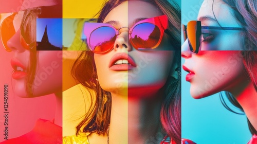 Collage of different images made by Generative AI technology pop trend fashion style