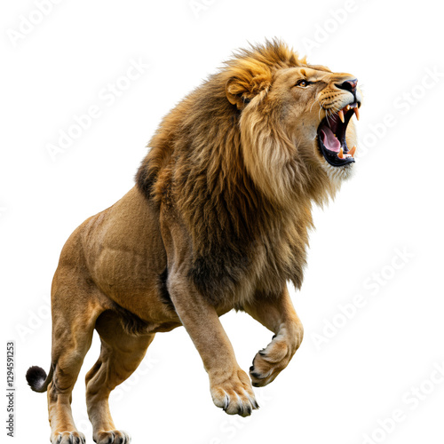 Powerful Lion Roaring, Isolated on Transparent Background