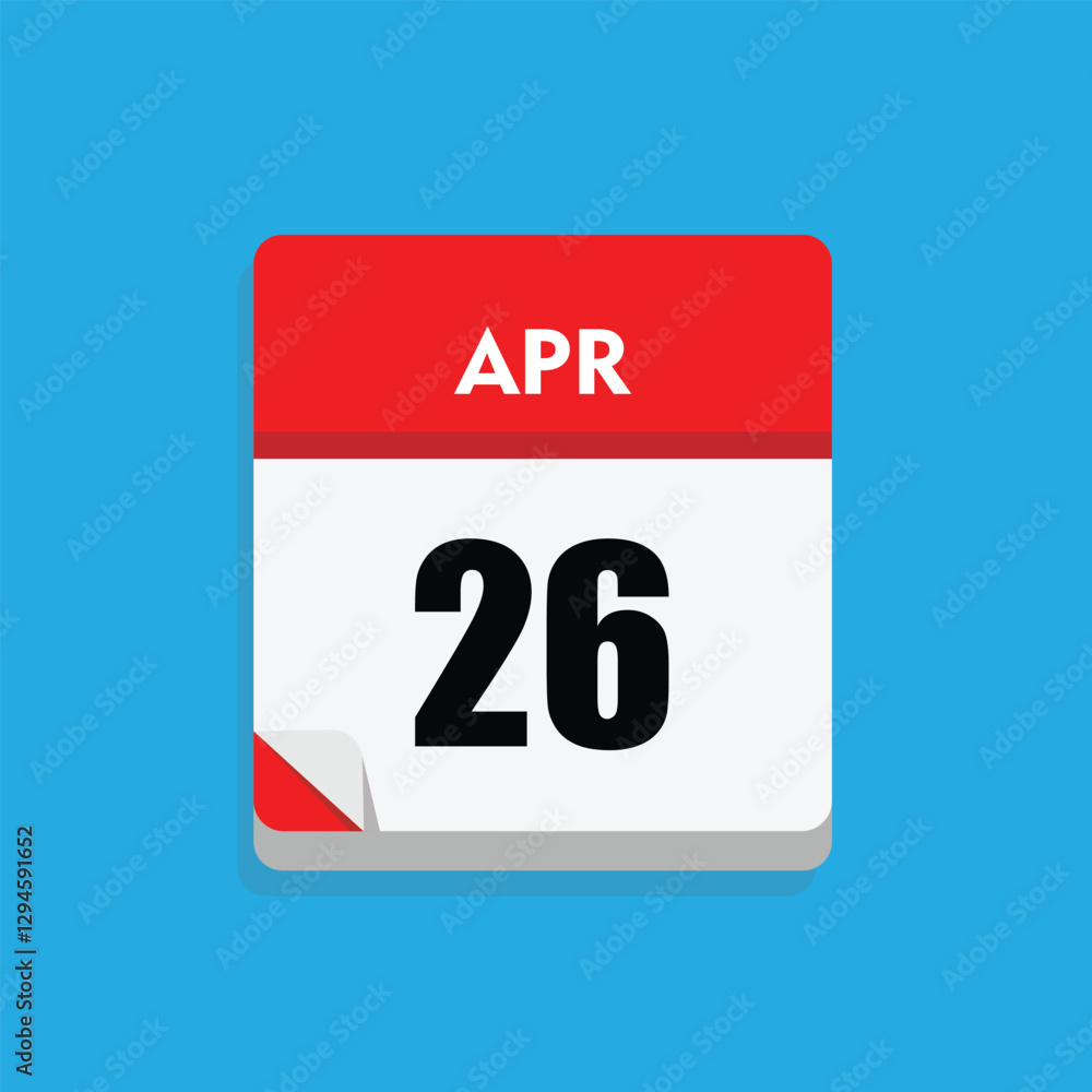 Fototapeta premium calender icon, 26 april icon with blue background