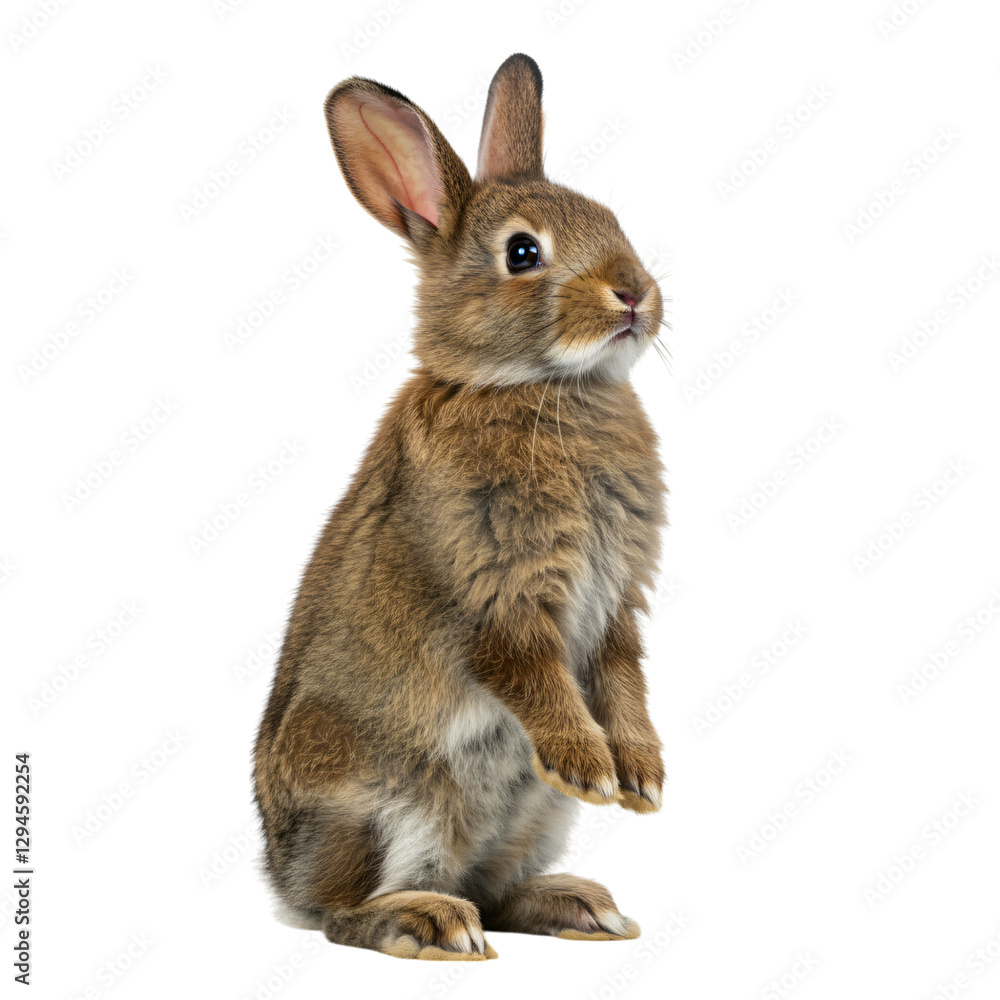Fototapeta premium Adorable Brown Rabbit Standing on its Hind Legs