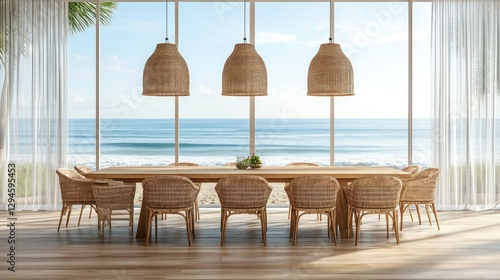 Fototapeta Naklejka Na Ścianę i Meble -  Coastal Dining Room with Ocean View (21)