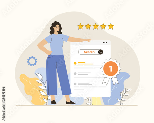 Search engine optimization for website keyword ranking development. Digital marketing strategy. Website SEO analysis. Flat vector illustration.	
