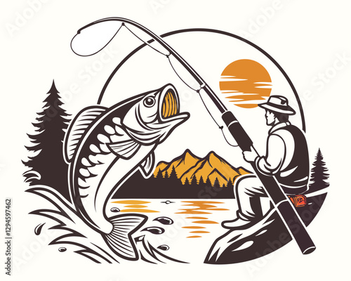 Vintage Fishing vector Elements 
