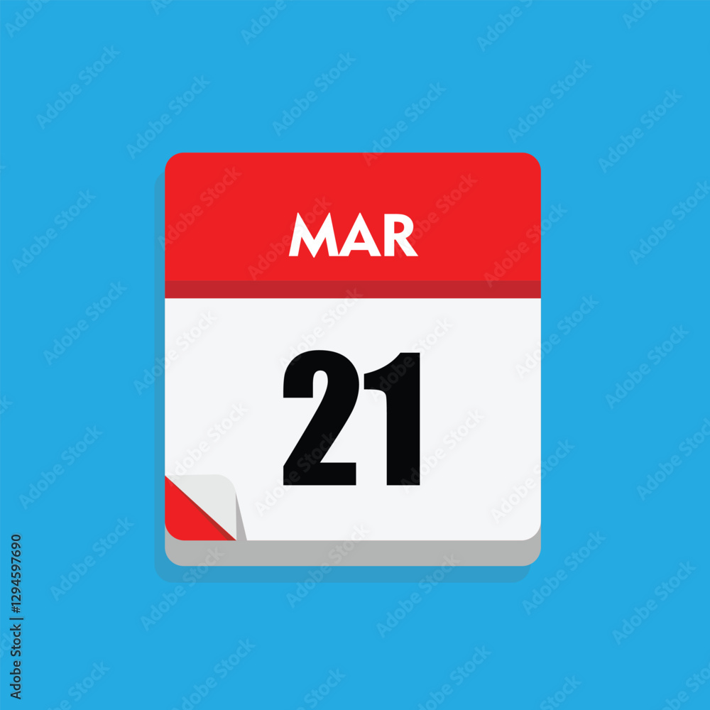 calender icon, 21 march icon with blue background calender icon, 21 march icon with blue background
