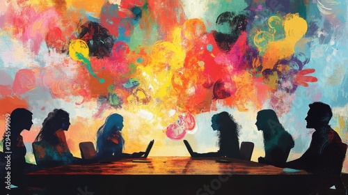 Fototapeta Naklejka Na Ścianę i Meble -  Creative multi-ethnic team brainstorming ideas in modern office space.